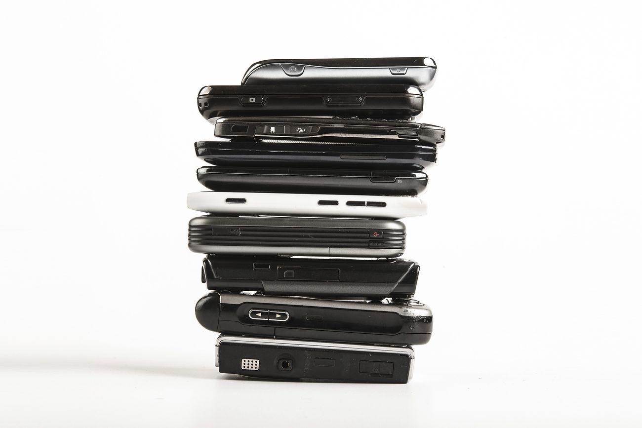 Pile of ten phones