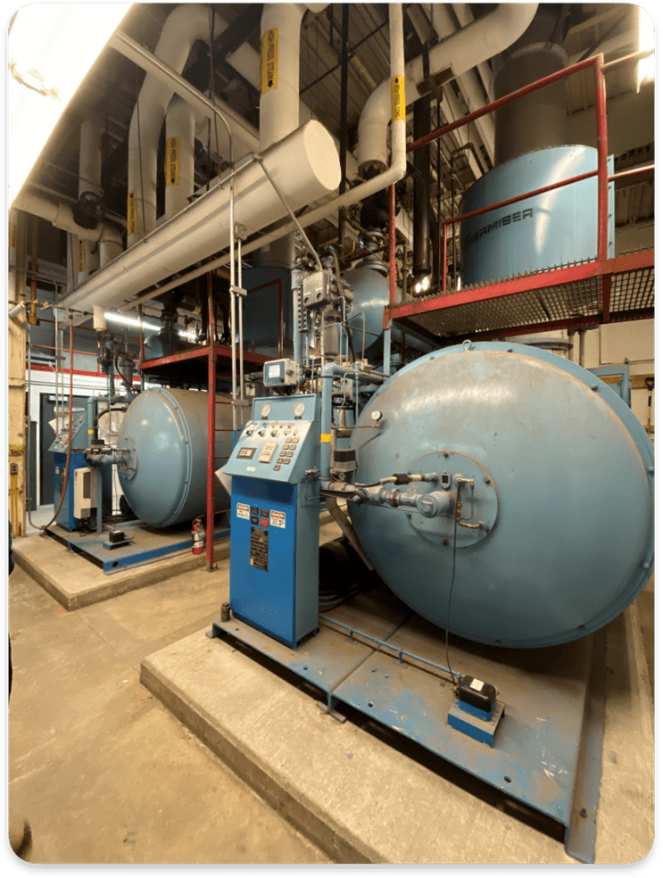 Two gas-powered steam boilers